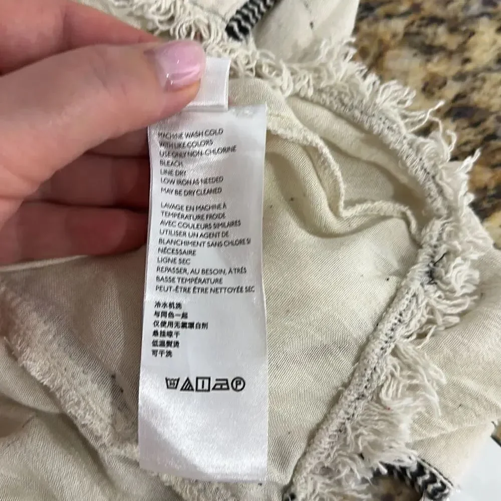 Free People Boho Cyprus Avenue Ivory Embroidered Top Blouse Size XS